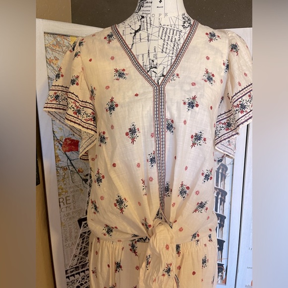 Boho Bouquet Ecru Two Piece Cotton Skirt & Top Set Max Maxi Skirt Summer Outfit - Picture 5 of 12